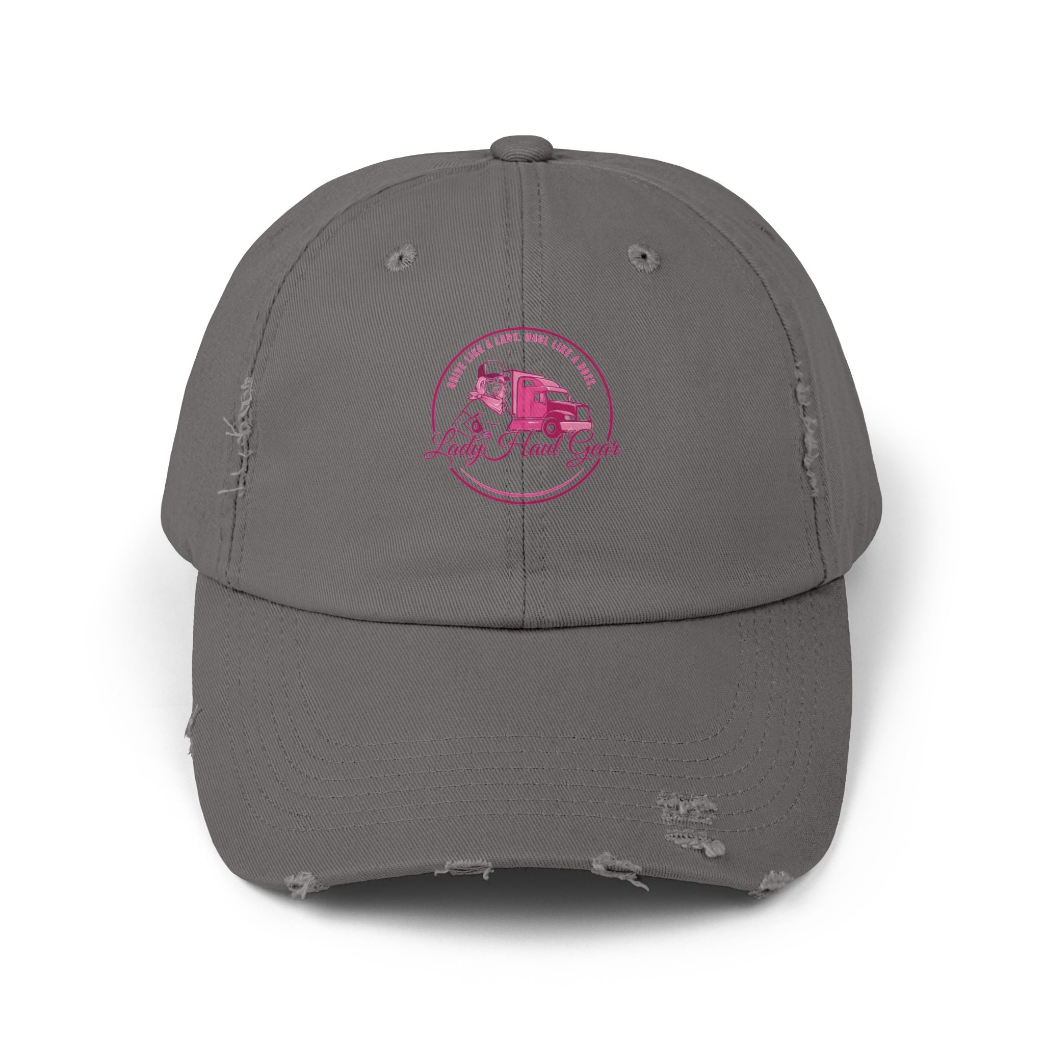 Distressed Dad Hat with Pink Classic Camper Logo