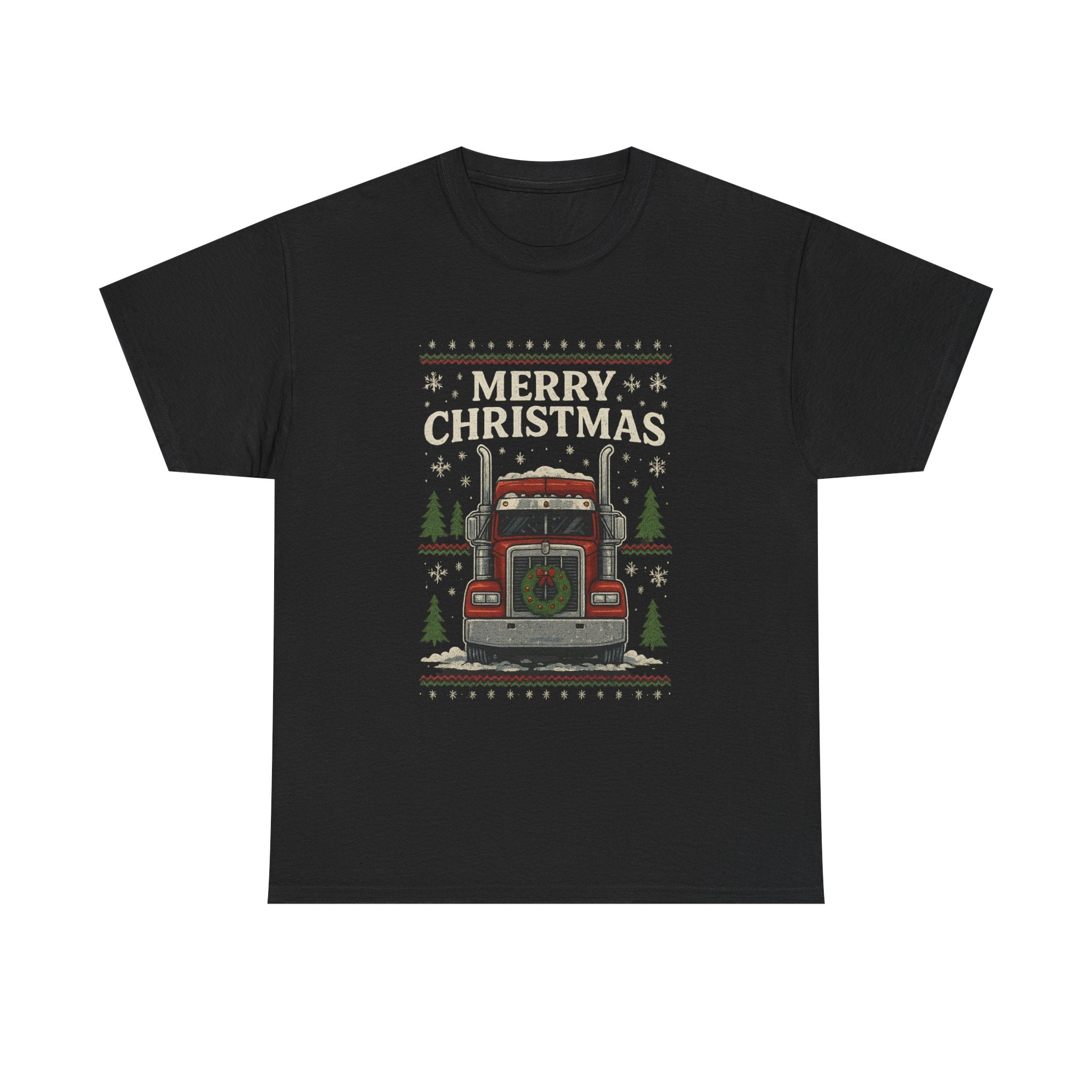 Christmas Truck T-Shirt – 'Merry Christmas' Vintage Holiday Semi Truck Tee