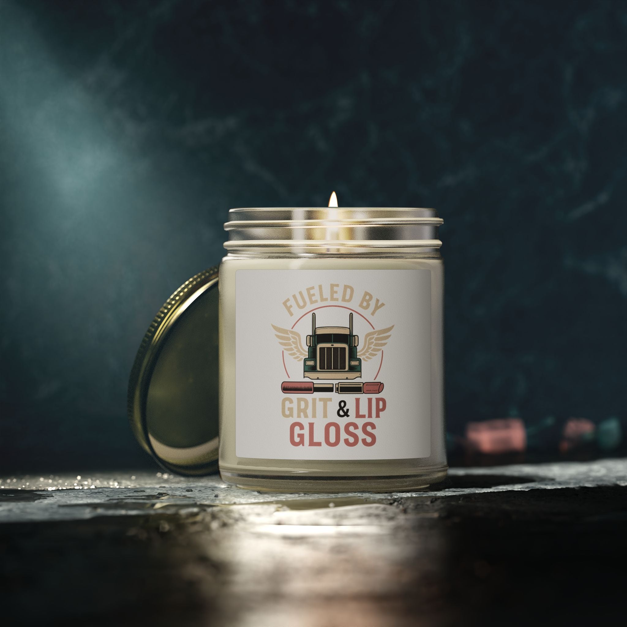 Coconut Apricot Wax Candle – 'Fueled by Grit & Lip Gloss' (4oz/9oz)