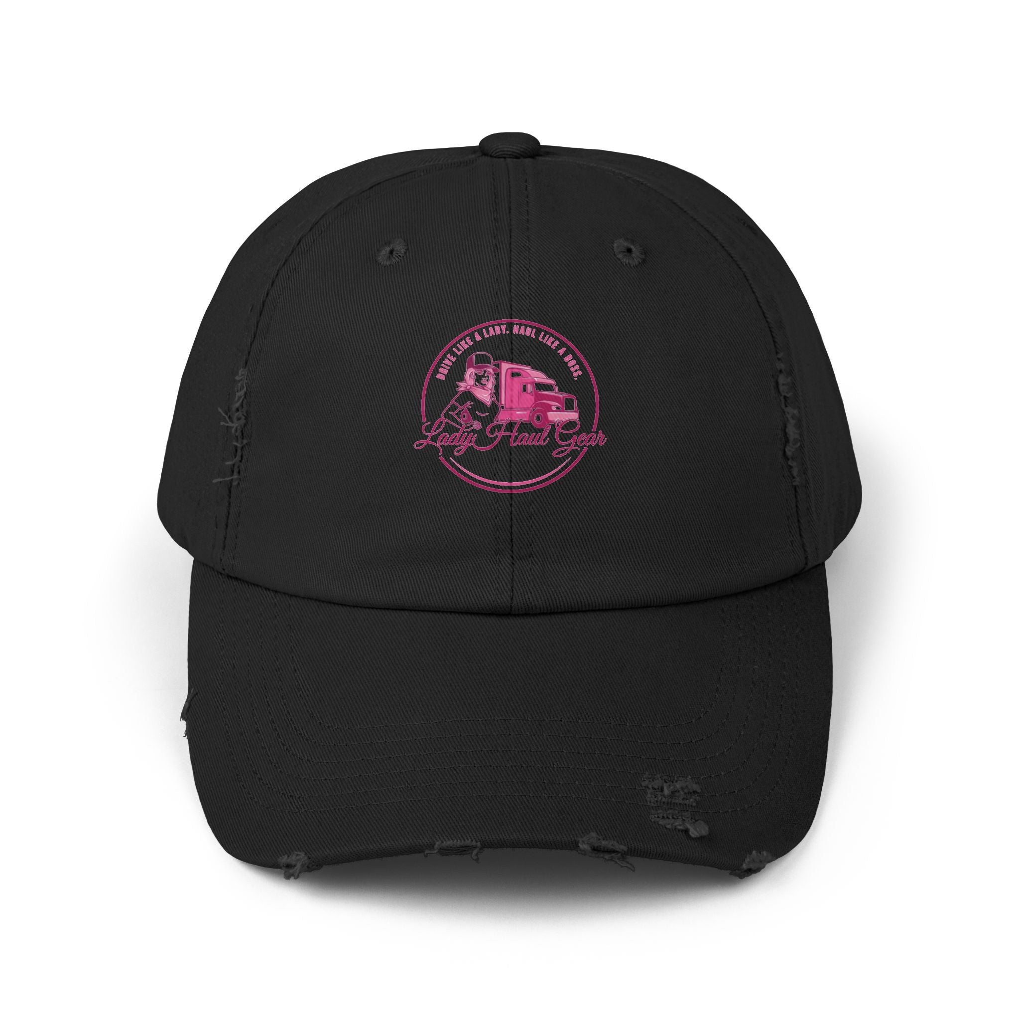 Distressed Dad Hat with Pink Classic Camper Logo