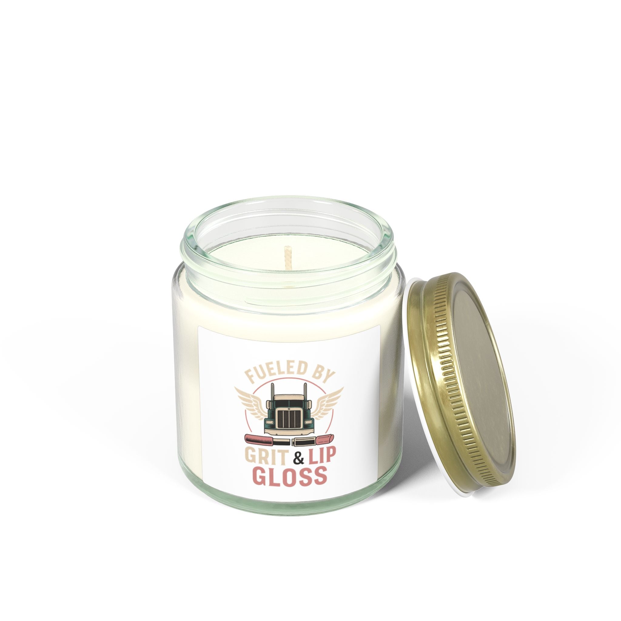 Coconut Apricot Wax Candle – 'Fueled by Grit & Lip Gloss' (4oz/9oz)