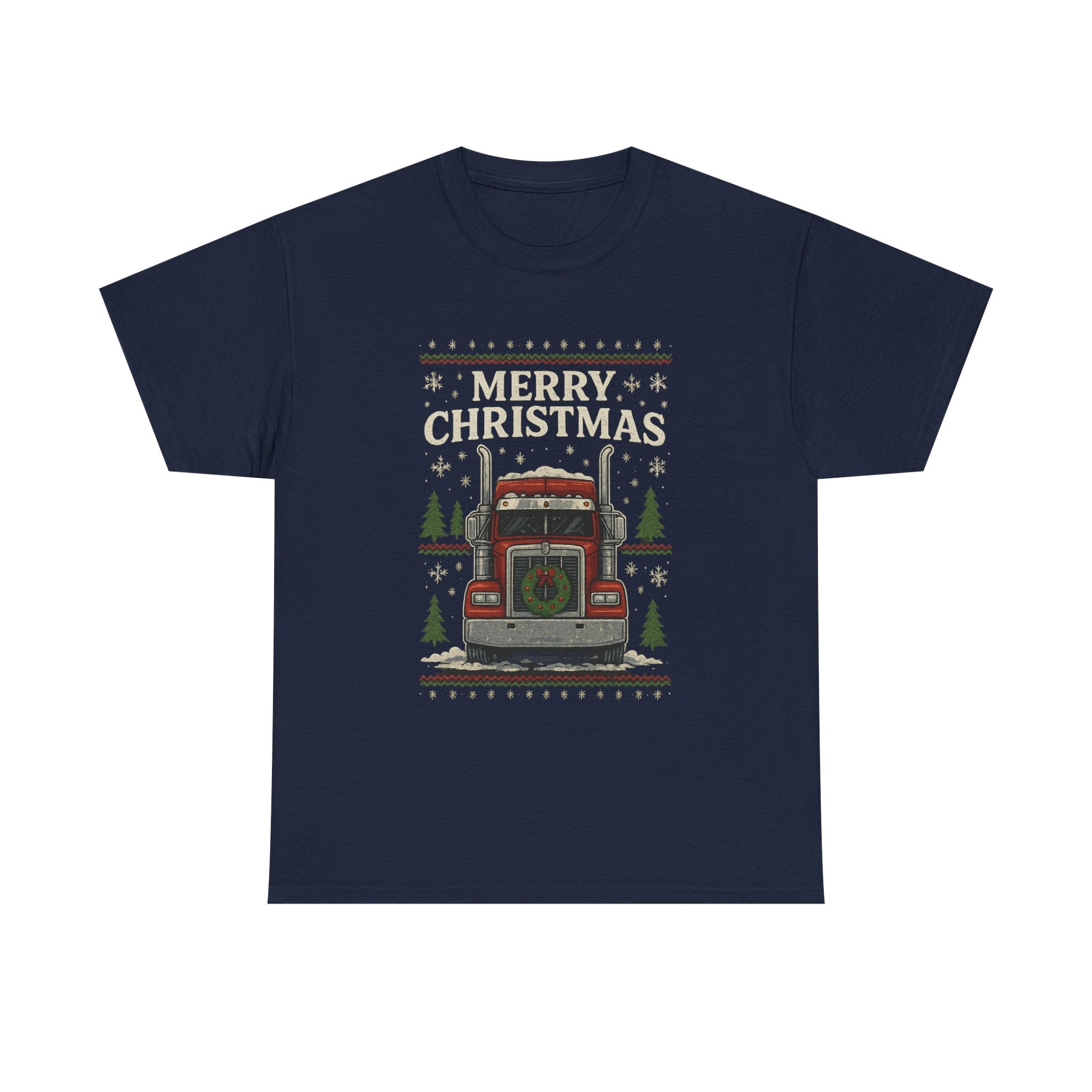 Christmas Truck T-Shirt – 'Merry Christmas' Vintage Holiday Semi Truck Tee
