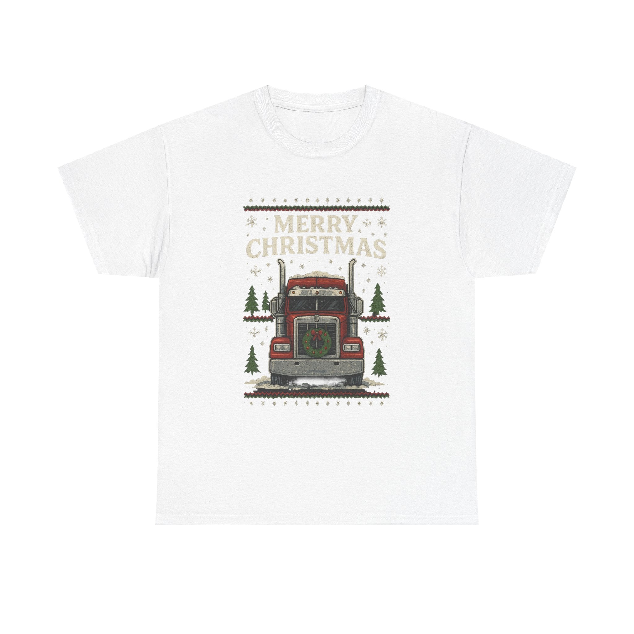 Christmas Truck T-Shirt – 'Merry Christmas' Vintage Holiday Semi Truck Tee