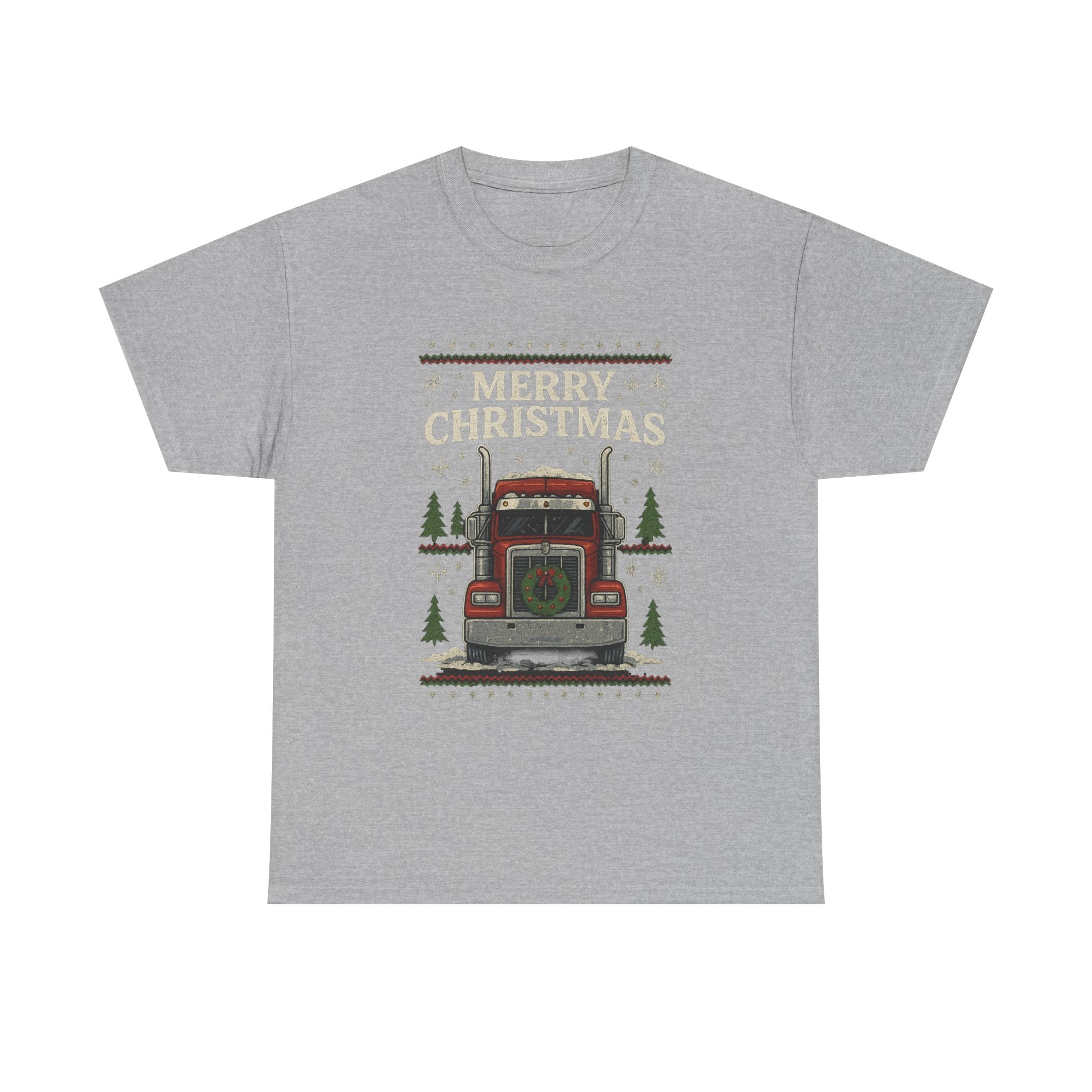 Christmas Truck T-Shirt – 'Merry Christmas' Vintage Holiday Semi Truck Tee