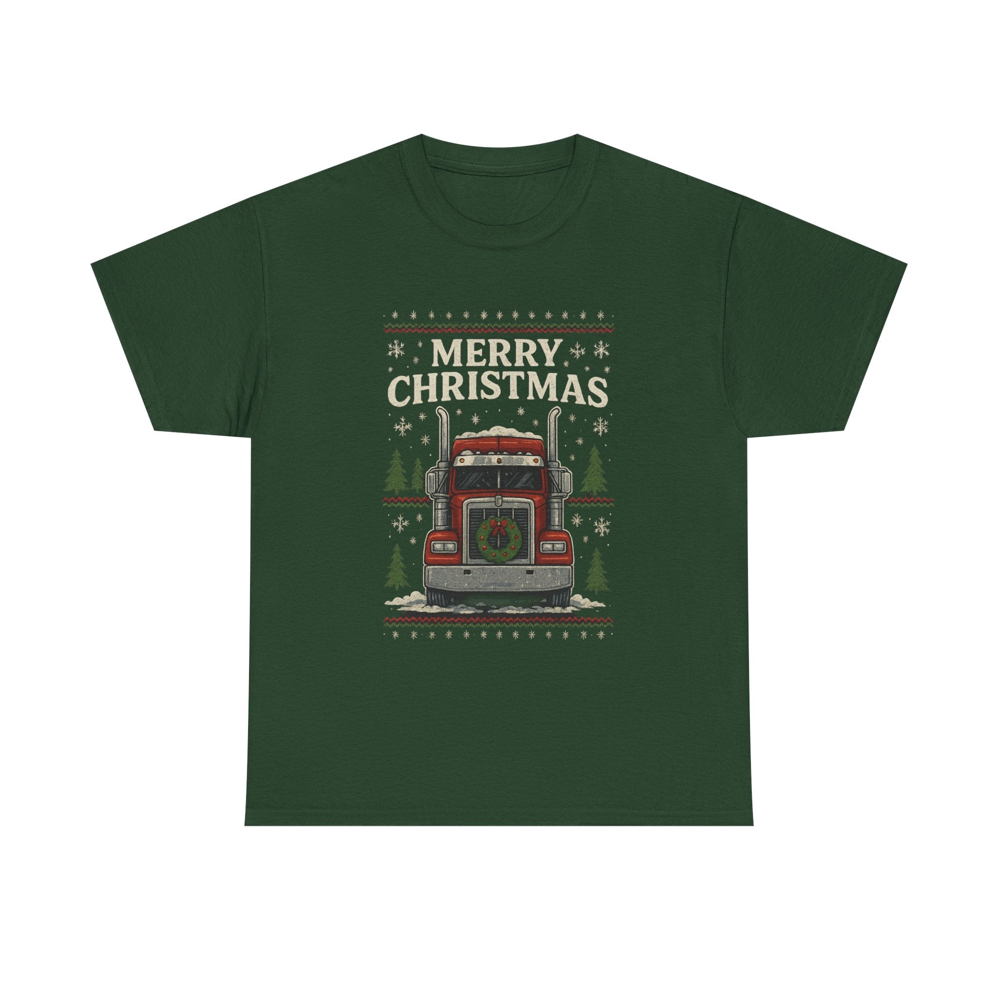 Christmas Truck T-Shirt – 'Merry Christmas' Vintage Holiday Semi Truck Tee