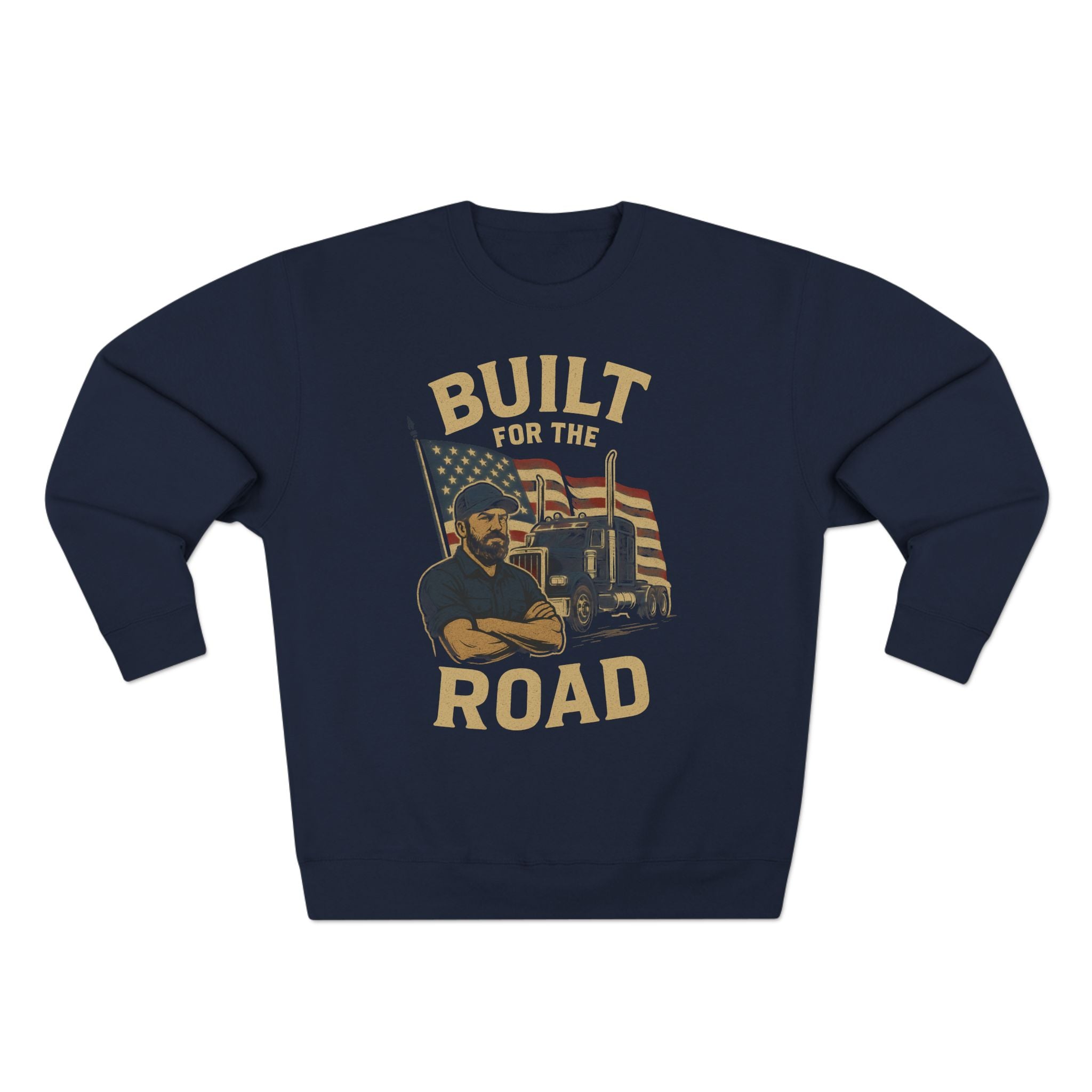 Built for the Road Crewneck Sweatshirt — American Trucker Vintage Logo