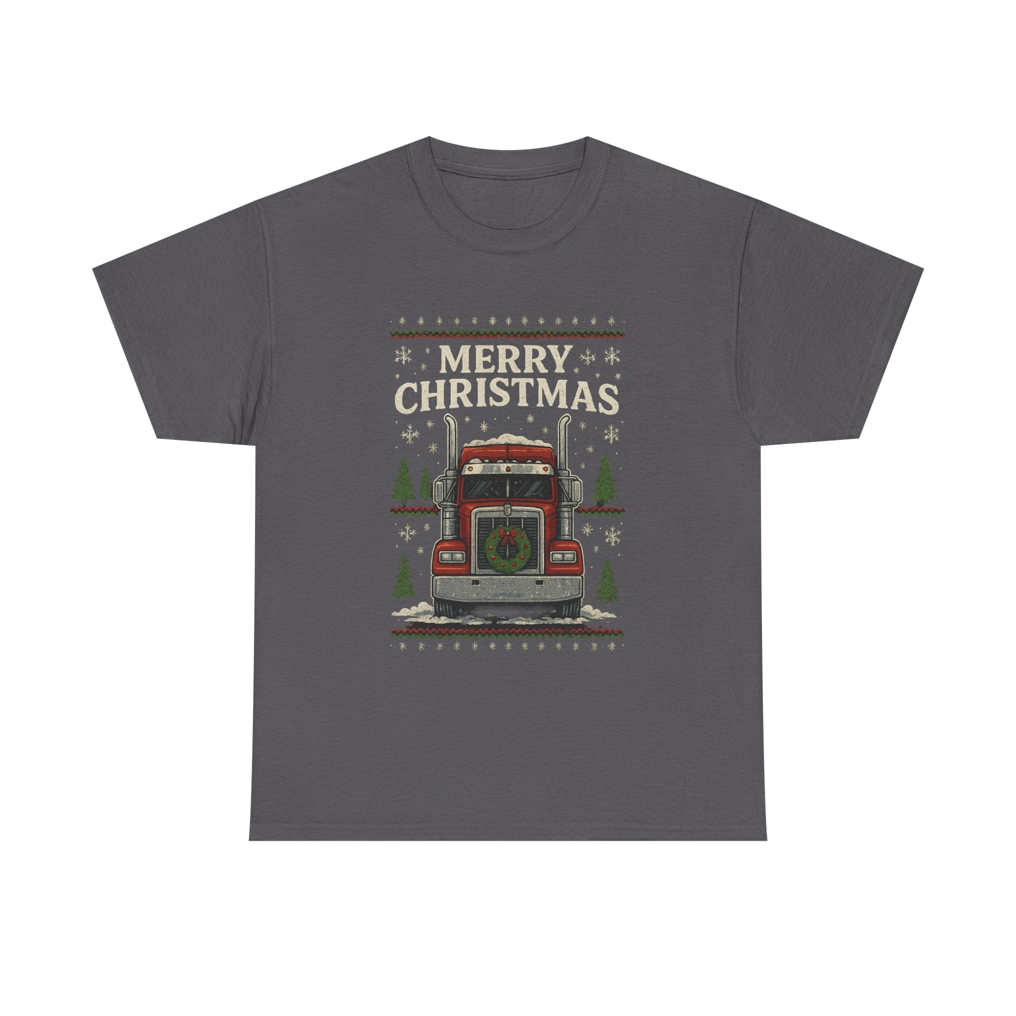 Christmas Truck T-Shirt – 'Merry Christmas' Vintage Holiday Semi Truck Tee