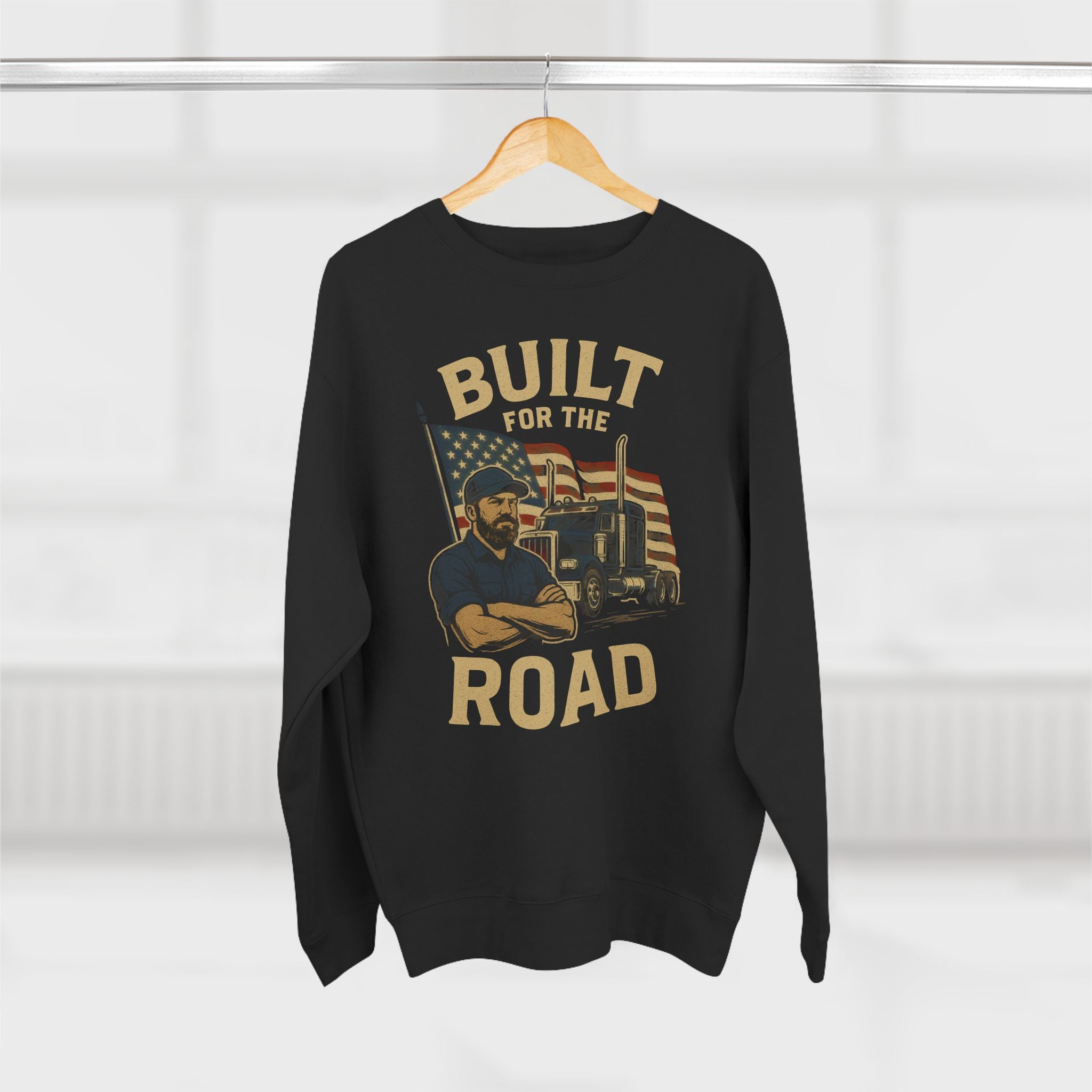 Built for the Road Crewneck Sweatshirt — American Trucker Vintage Logo