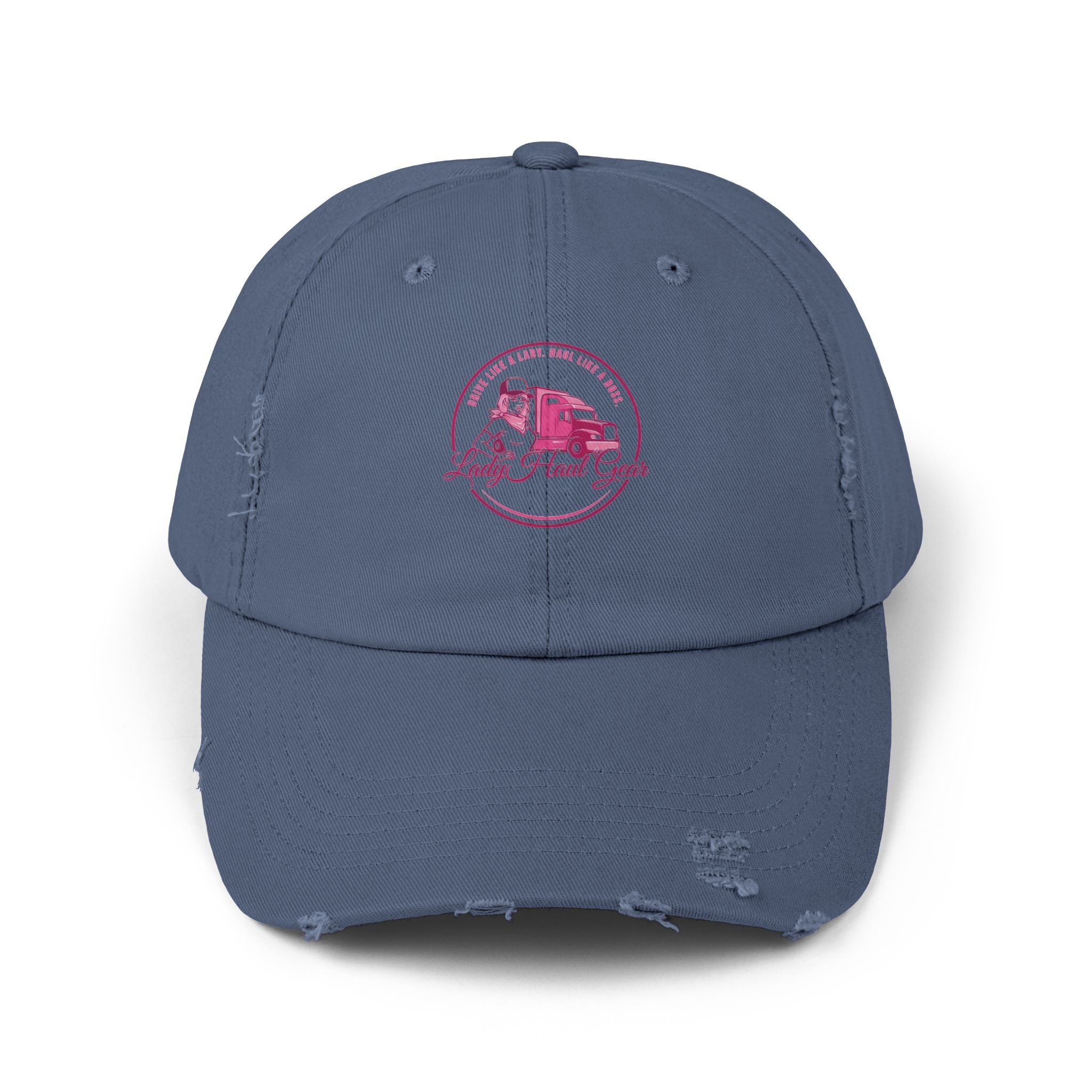 Distressed Dad Hat with Pink Classic Camper Logo
