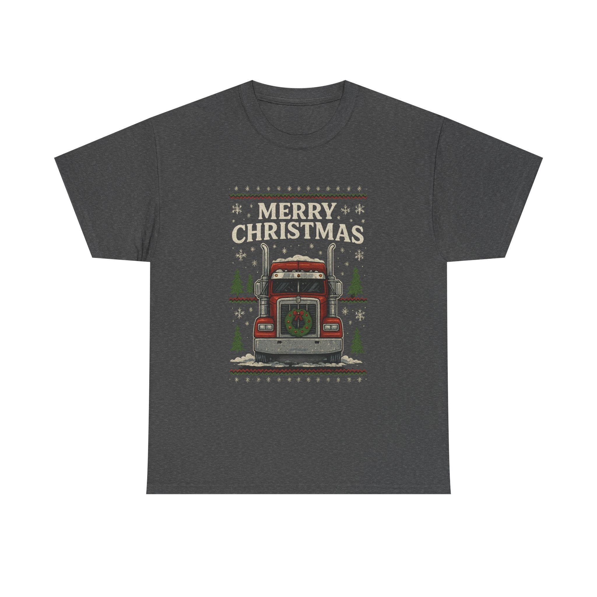 Christmas Truck T-Shirt – 'Merry Christmas' Vintage Holiday Semi Truck Tee