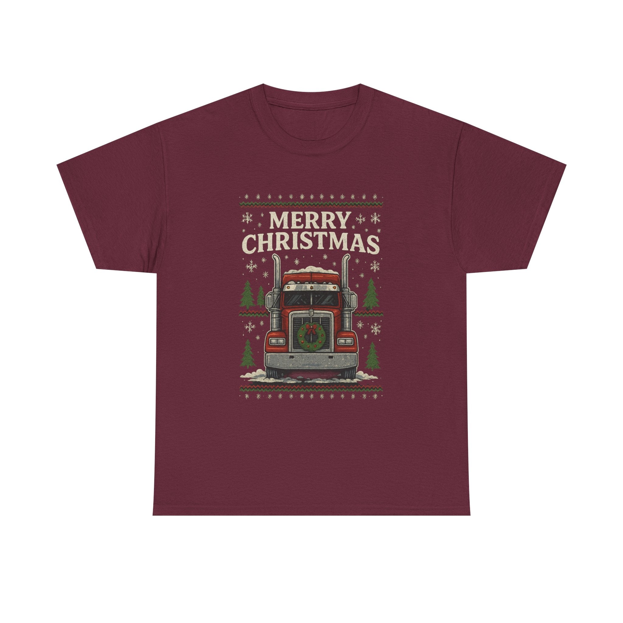 Christmas Truck T-Shirt – 'Merry Christmas' Vintage Holiday Semi Truck Tee