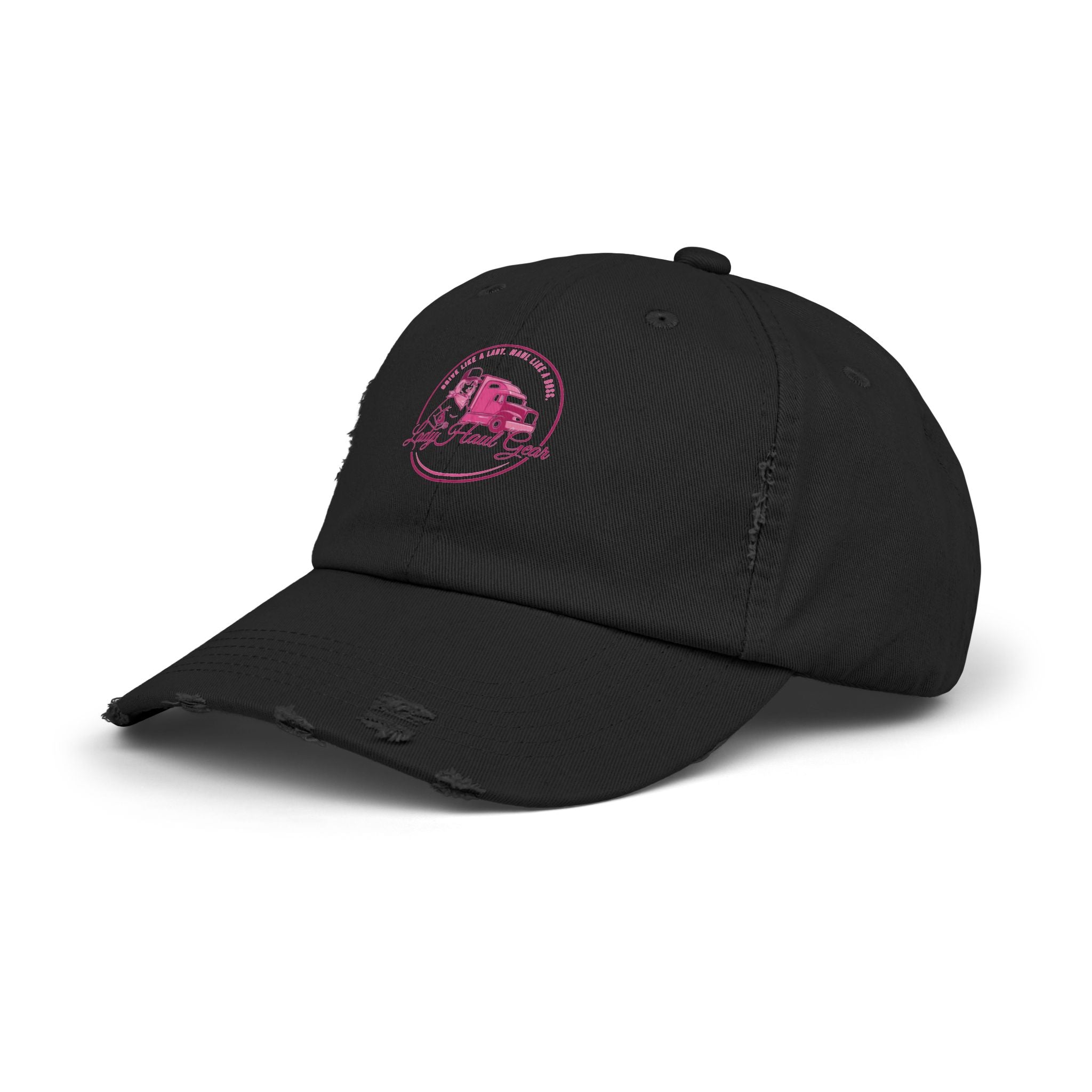 Distressed Dad Hat with Pink Classic Camper Logo