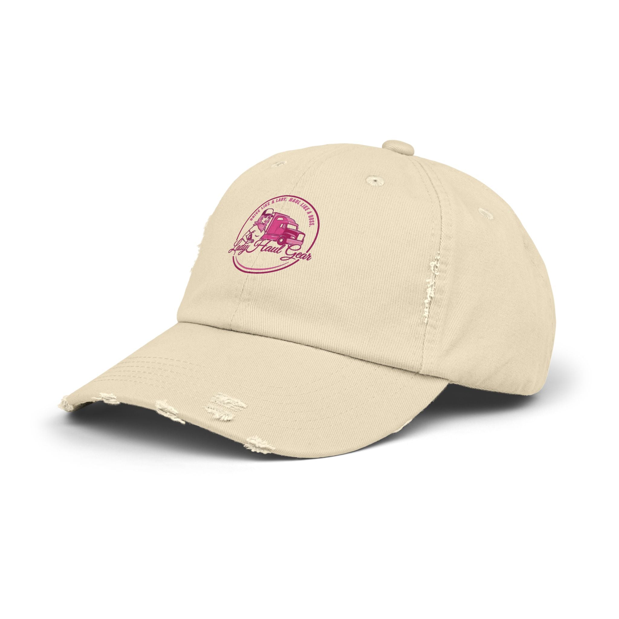 Distressed Dad Hat with Pink Classic Camper Logo