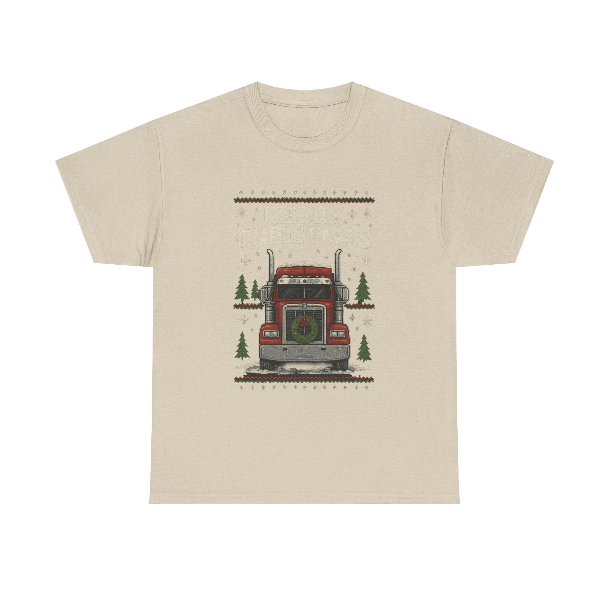 Christmas Truck T-Shirt – 'Merry Christmas' Vintage Holiday Semi Truck Tee