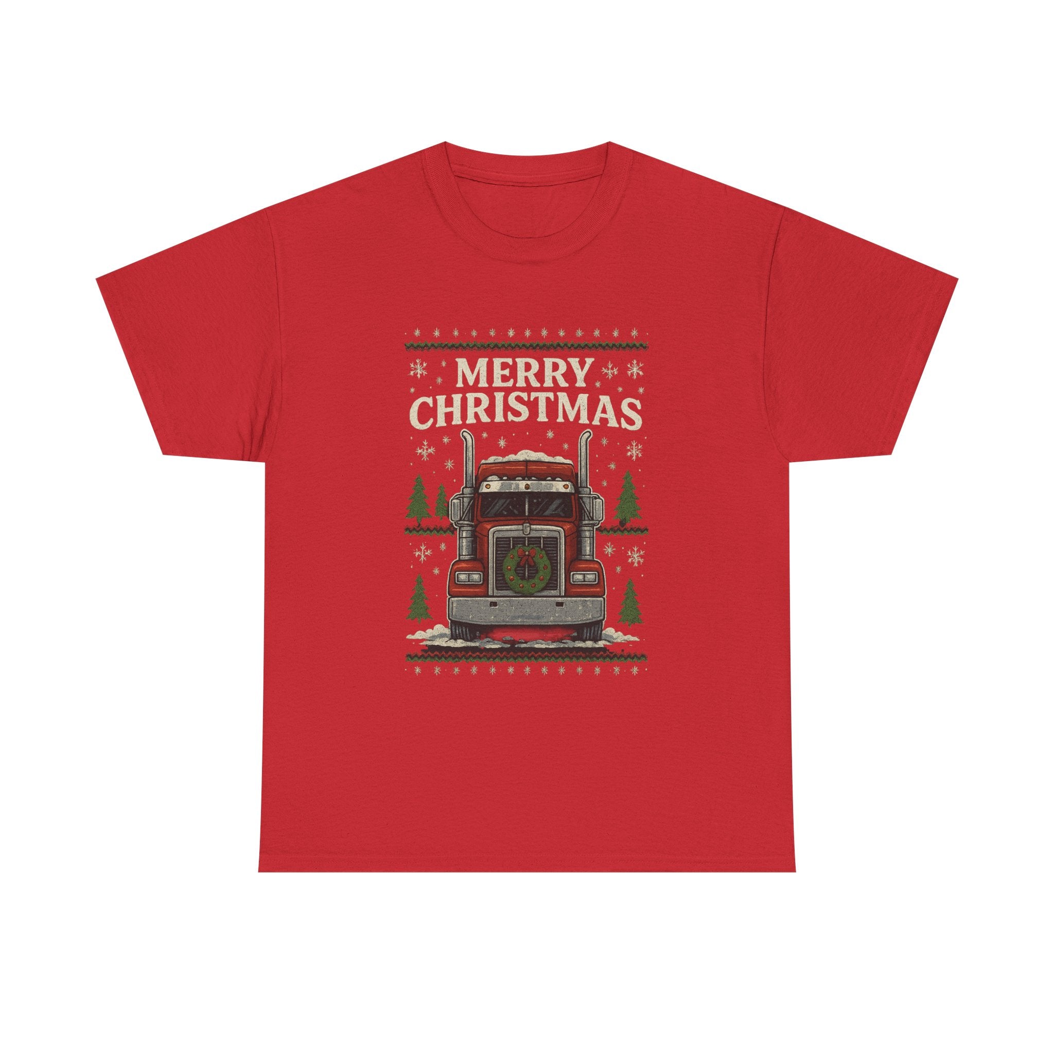 Christmas Truck T-Shirt – 'Merry Christmas' Vintage Holiday Semi Truck Tee