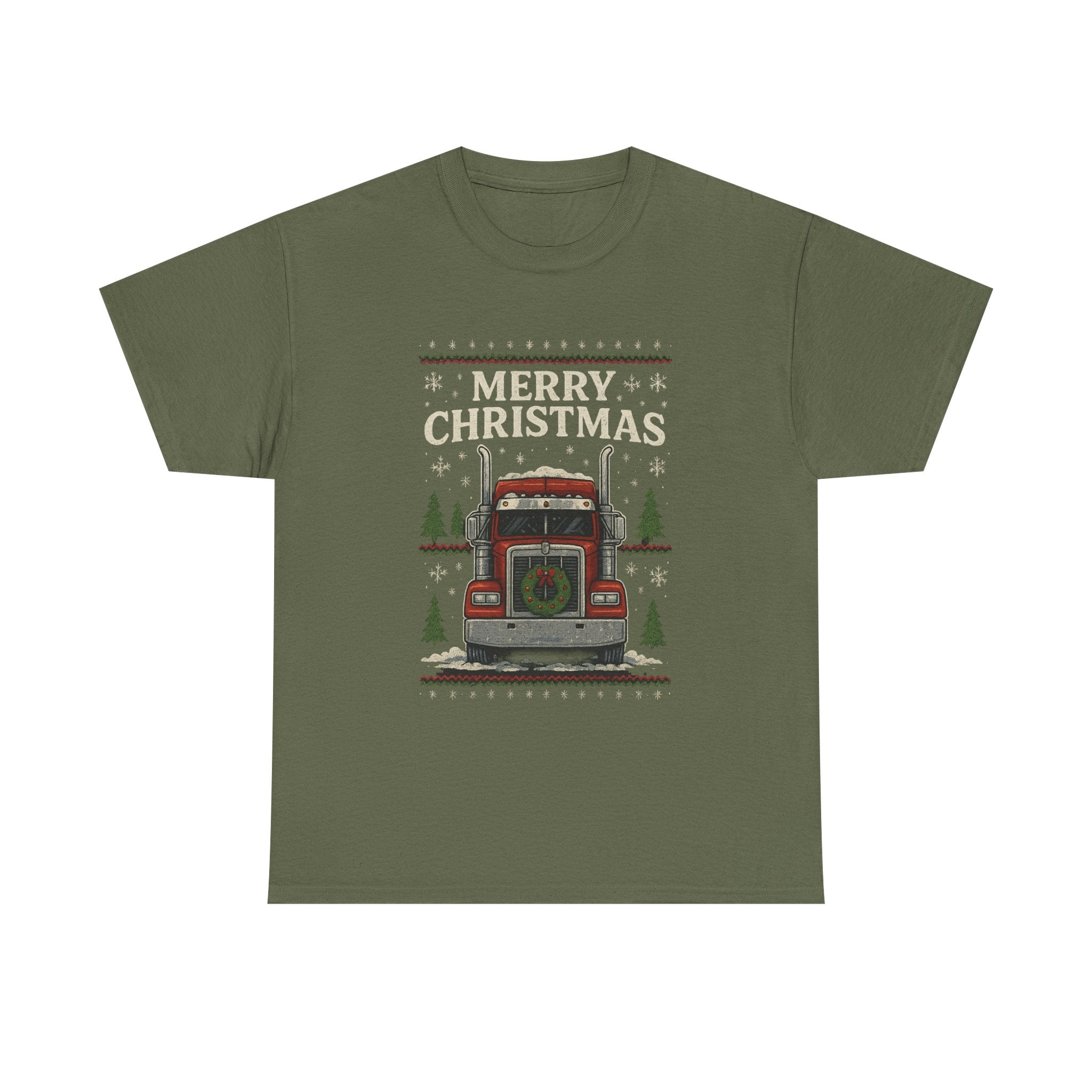 Christmas Truck T-Shirt – 'Merry Christmas' Vintage Holiday Semi Truck Tee