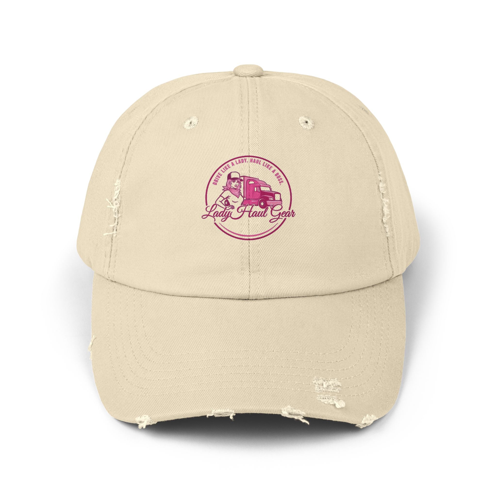 Distressed Dad Hat with Pink Classic Camper Logo