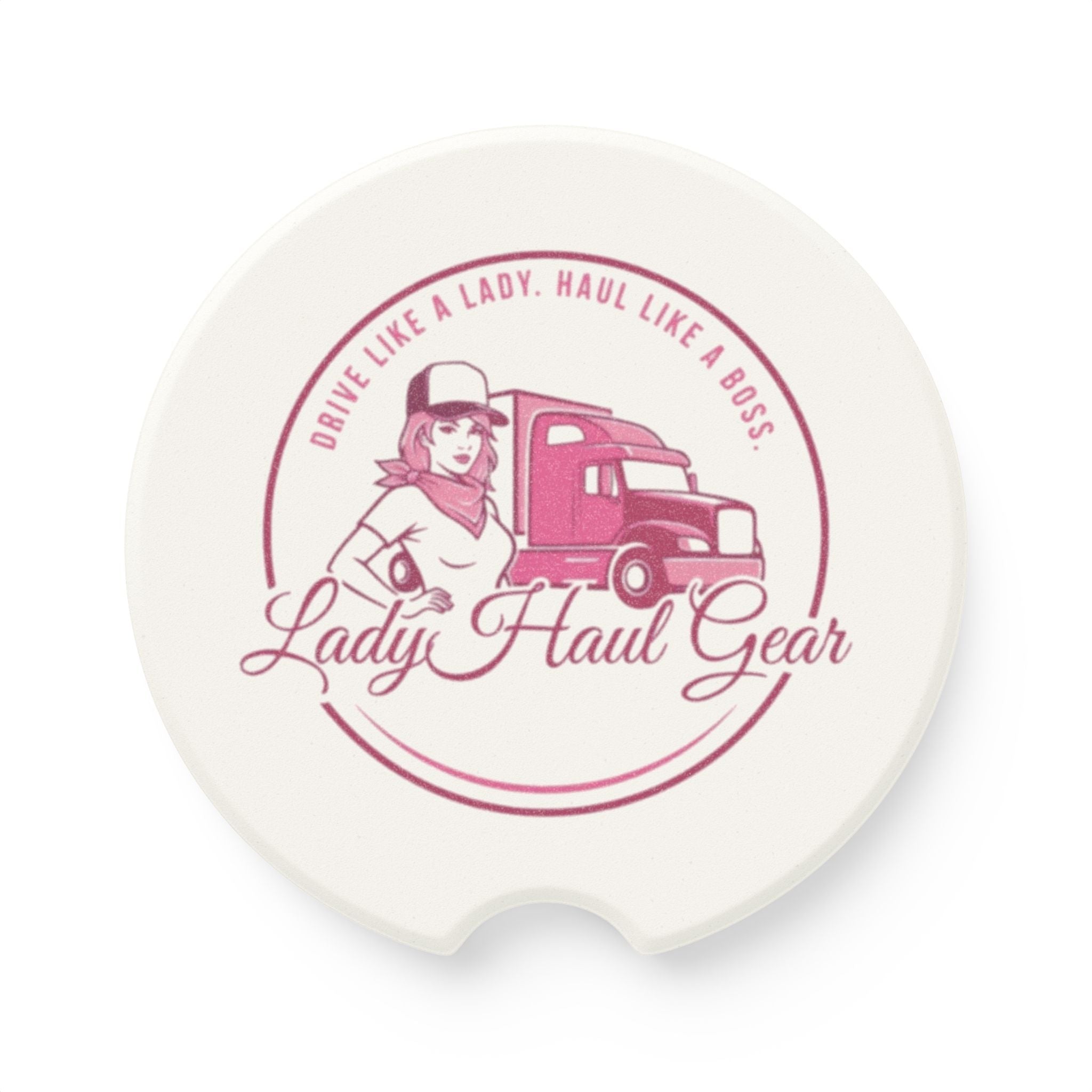 Car Coaster — "Lady Haul Gear" Soapstone Drink Coaster for Female Truckers