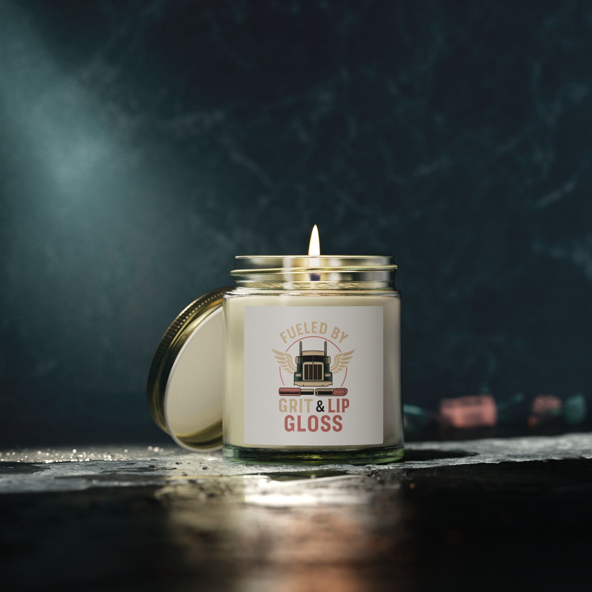 Coconut Apricot Wax Candle – 'Fueled by Grit & Lip Gloss' (4oz/9oz)