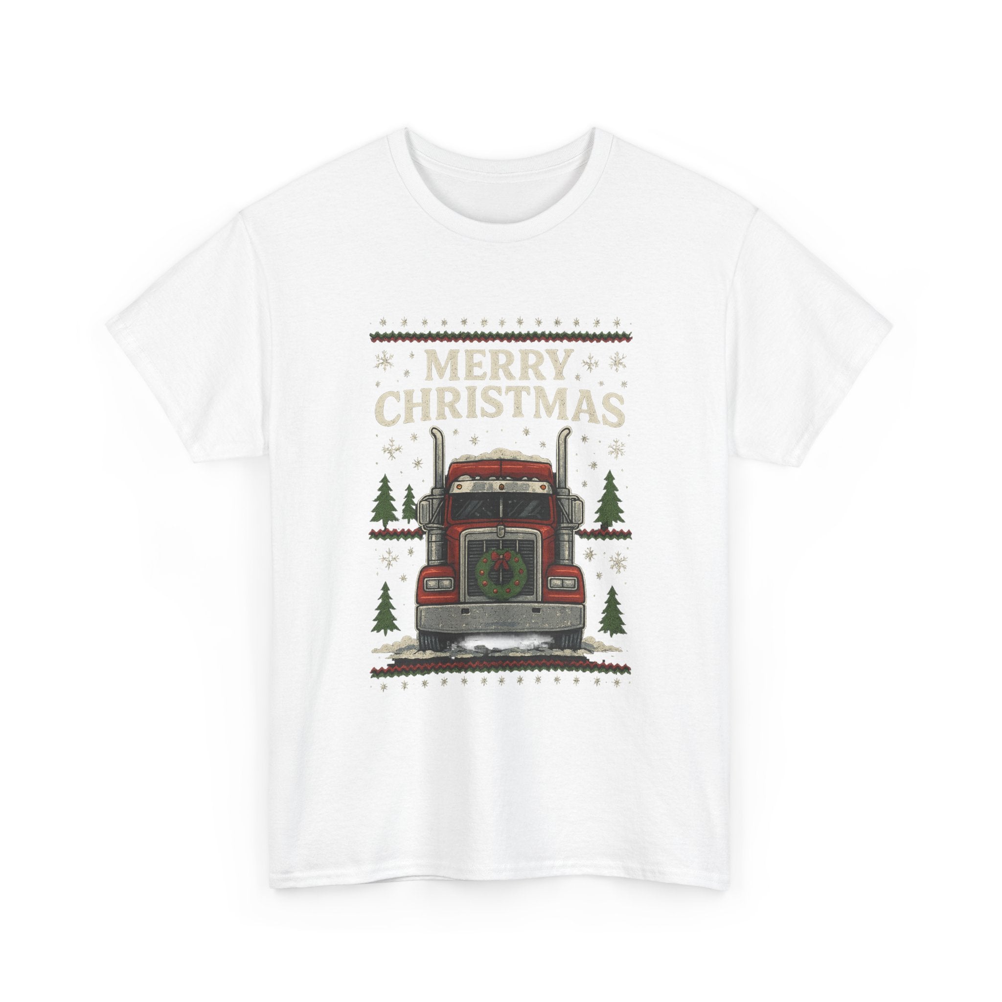 Christmas Truck T-Shirt – 'Merry Christmas' Vintage Holiday Semi Truck Tee