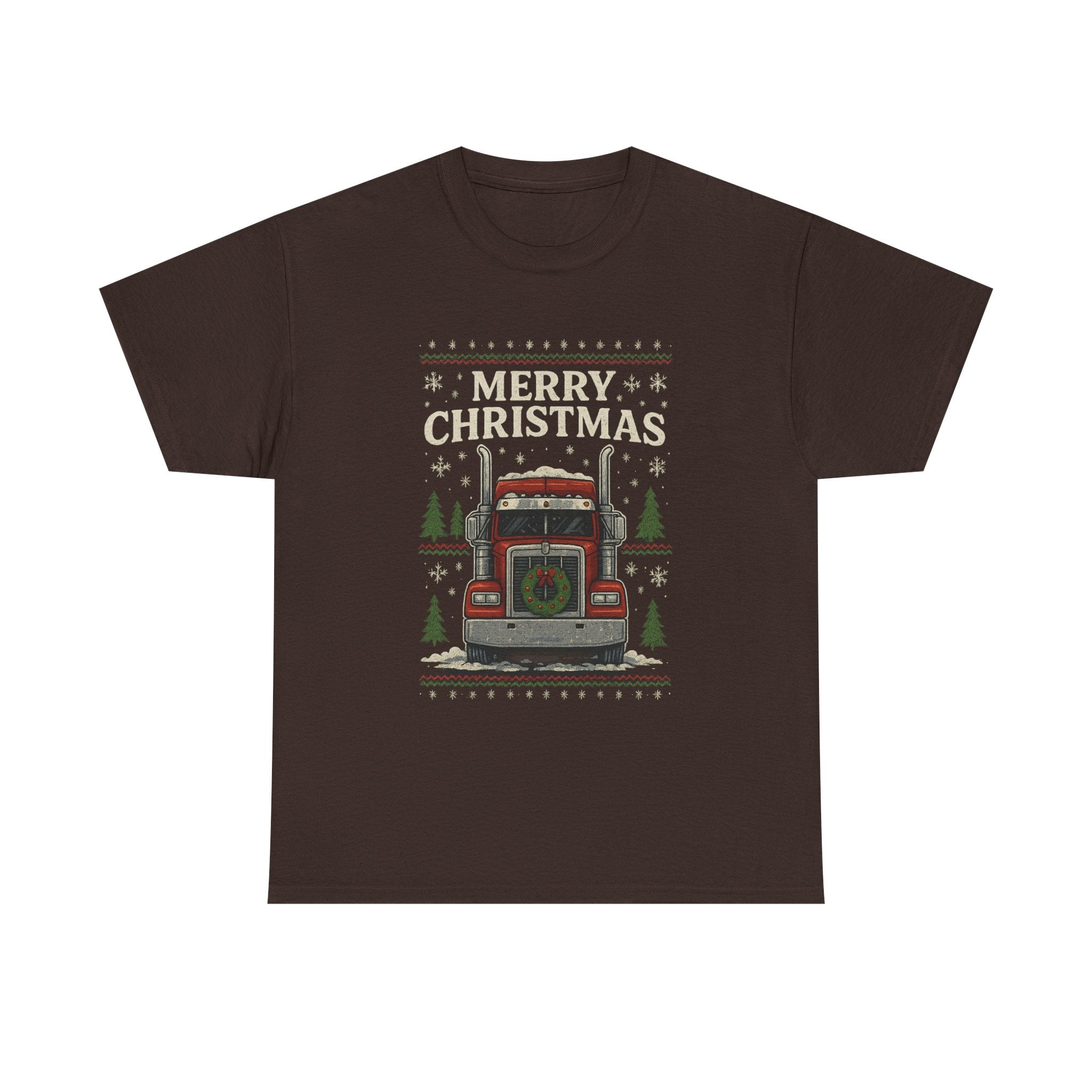 Christmas Truck T-Shirt – 'Merry Christmas' Vintage Holiday Semi Truck Tee